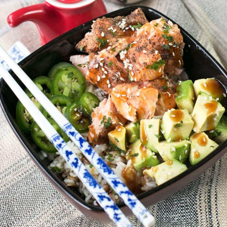 Sesame Salmon Avocado Bowls | cakenknife.com #healthy #dinner #recipe