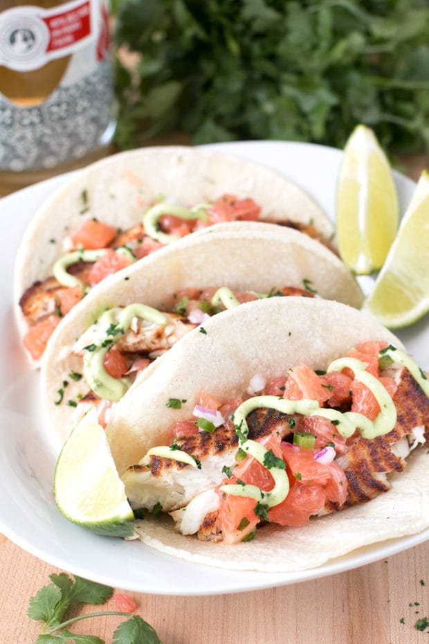 Grilled Chile Vodka Fish Tacos | cakenknife.com #summer #taco #recipe