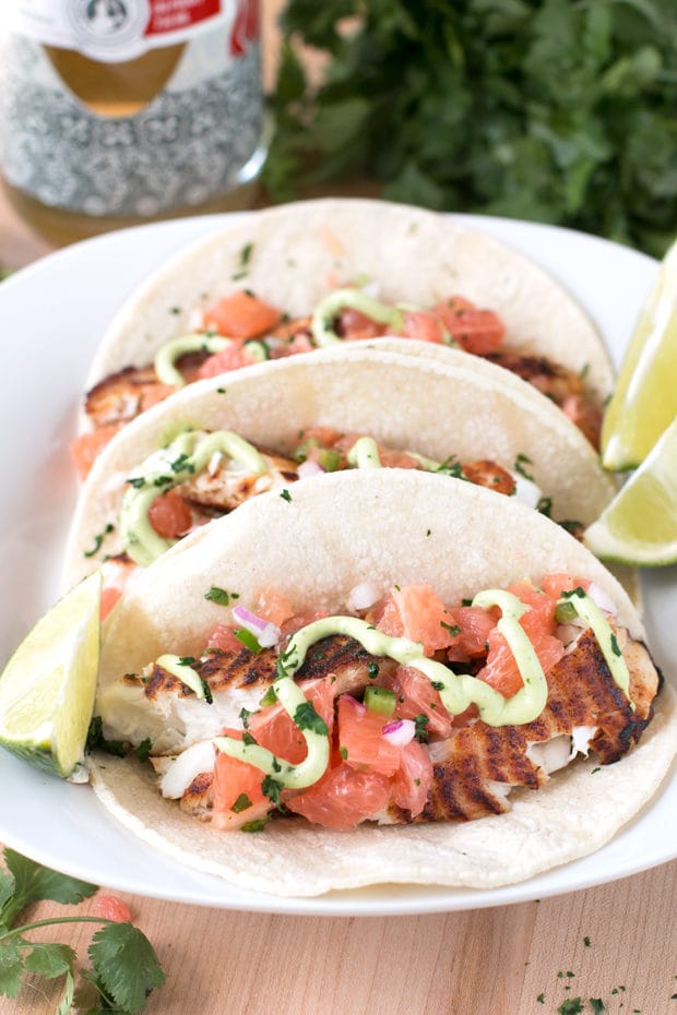 Grilled Chile Vodka Fish Tacos | cakenknife.com #summer #taco #recipe