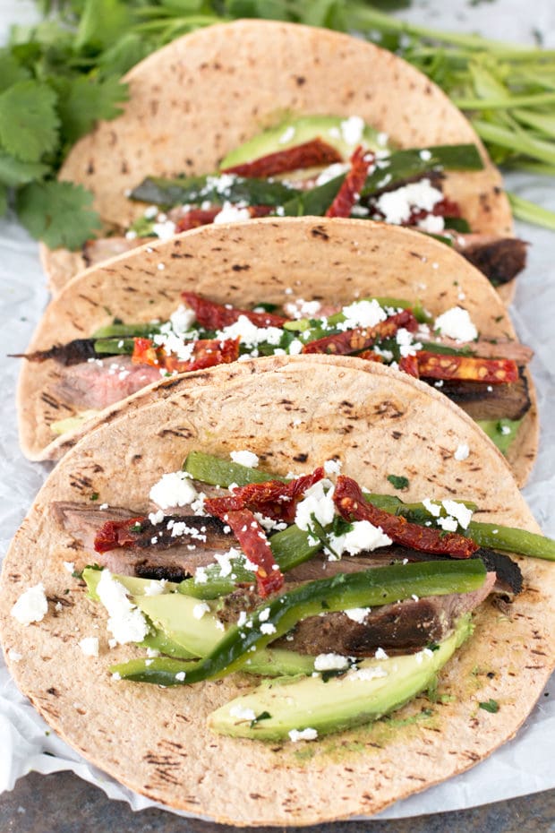 Grilled Flank Steak Poblano Tacos | cakenknife.com #grilling #grill