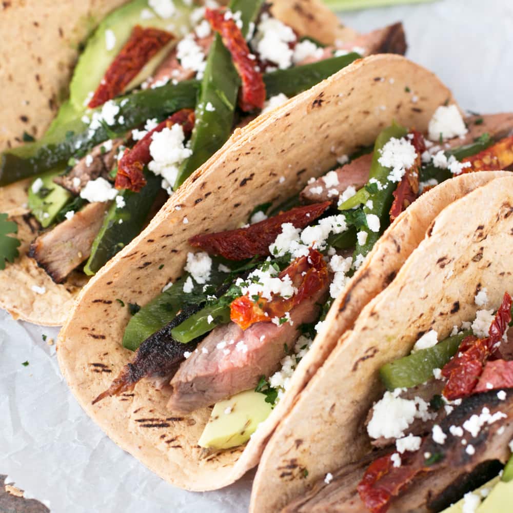 Grilled Flank Steak Poblano Tacos | cakenknife.com #grilling #grill