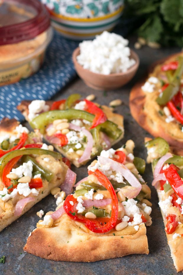 Garlic Hummus & Roasted Vegetable Grilled Flatbread