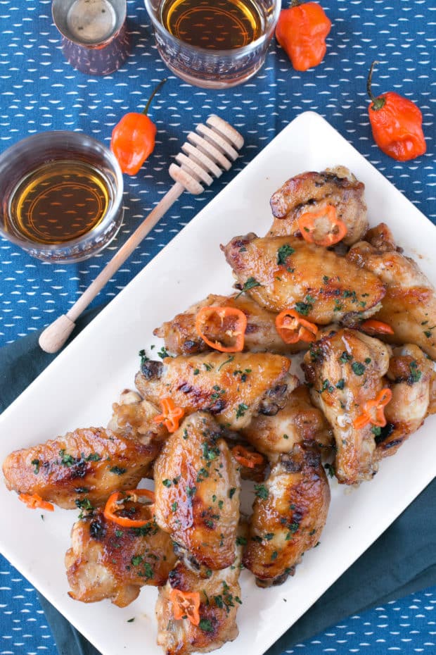 Bourbon Habanero Honey Chicken Wings | cakenknife.com #snack #appetizer #baked