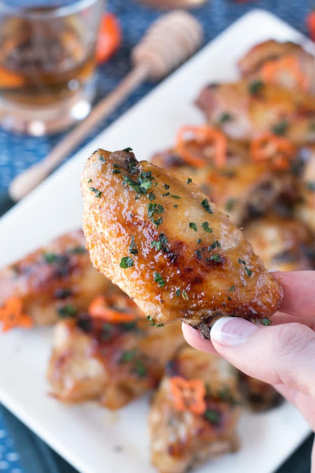 Bourbon Habanero Honey Chicken Wings | cakenknife.com #snack #appetizer #baked