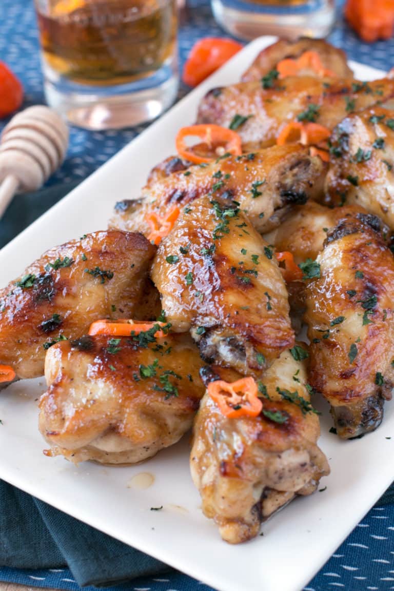 Bourbon Habanero Honey Chicken Wings | cakenknife.com #snack #appetizer #baked