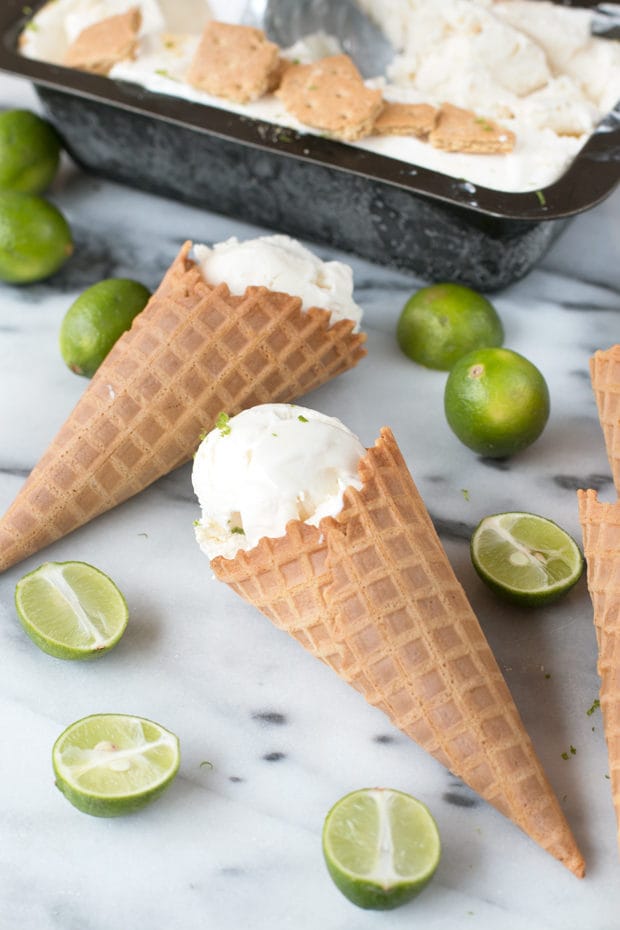 No Churn Key Lime Pie Ice Cream | cakenknife.com #dessert #icecream