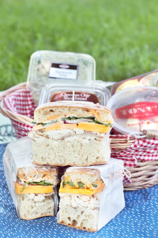 Spicy Rotisserie Chicken Pressed Sandwich | cakenknife.com #lunch #picnic #summer