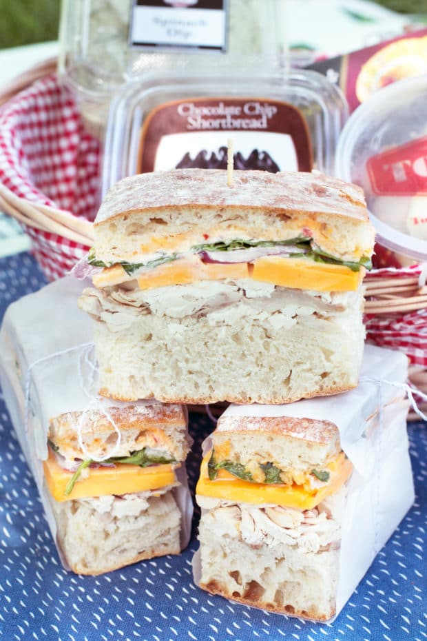 Spicy Rotisserie Chicken Pressed Sandwich | cakenknife.com #lunch #picnic #summer