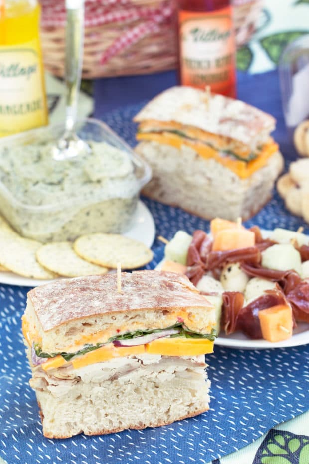 Spicy Rotisserie Chicken Pressed Sandwich | cakenknife.com #lunch #picnic #summer