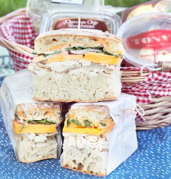 Spicy Rotisserie Chicken Pressed Sandwich | cakenknife.com #lunch #picnic #summer