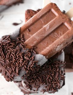 Dark Chocolate Dipped Mocha Popsicles | cakenknife.com #ad #popsicle #dessert #chocolate