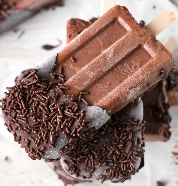 Dark Chocolate Dipped Mocha Popsicles | cakenknife.com #ad #popsicle #dessert #chocolate