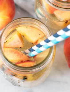 Sparkling Grilled Peach Sangria | cakenknife.com #grilling #peaches #wine #cocktail