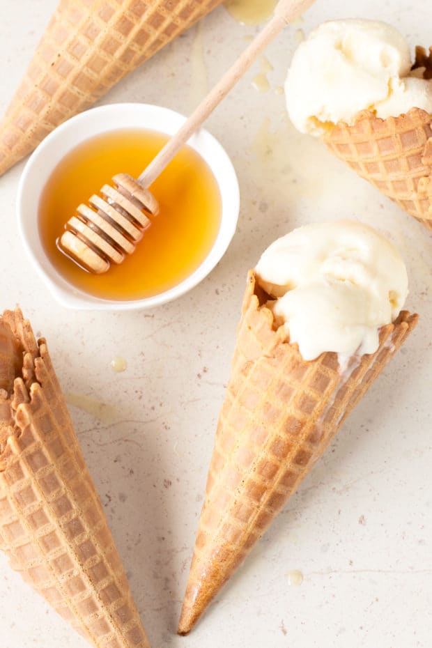 Honeycomb Ice Cream | cakenknife.com #icecream #honey #dessert