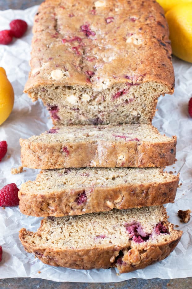 Raspberry Lemon White Chocolate Chip Loaf | cakenknife.com #breakfast #brunch #bread