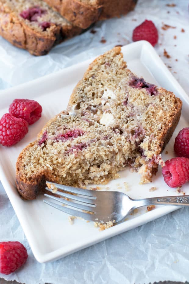 Raspberry Lemon White Chocolate Chip Loaf | cakenknife.com #breakfast #brunch #bread