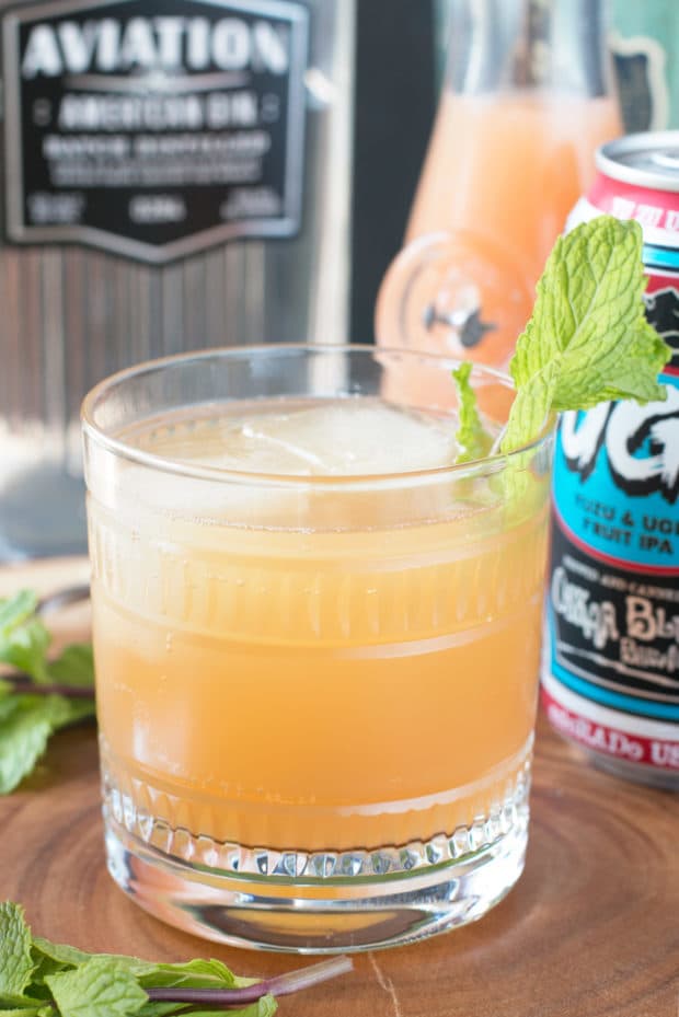 Elvis Cocktail (AKA Grapefruit Gin Beer Cocktail) | cakenknife.com #cocktail #beer #IPA #gin