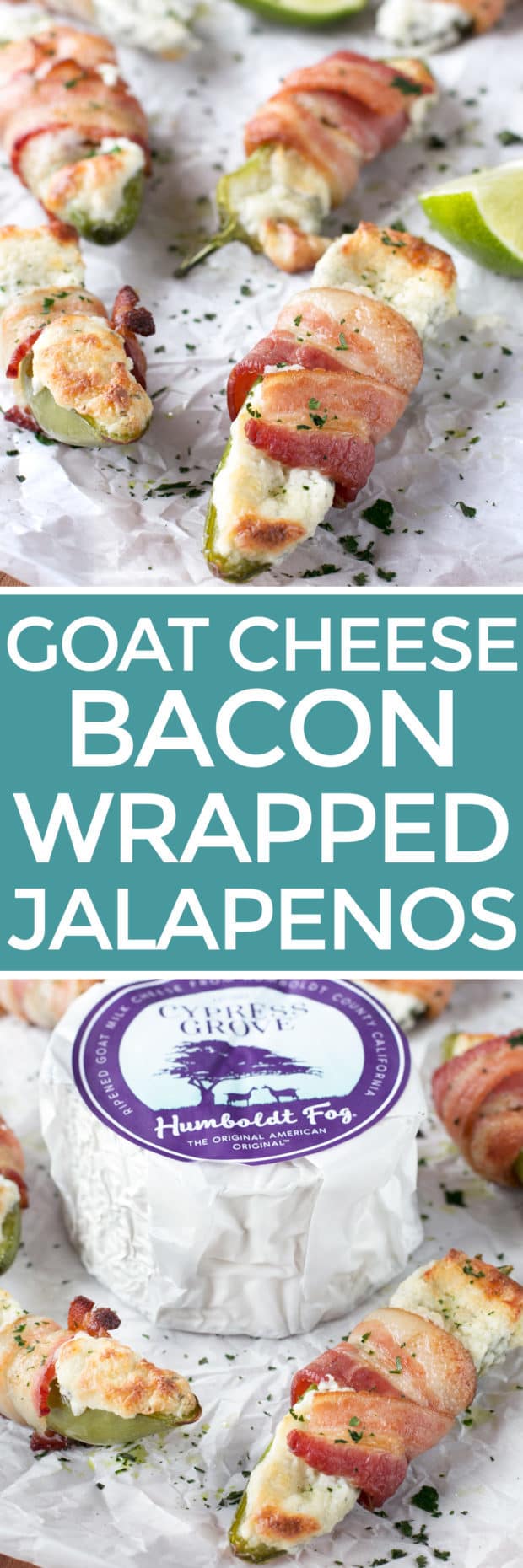 Goat Cheese Stuffed Bacon Wrapped Jalapeños | cakenknife.com #sponsored #goatcheese #tailgating