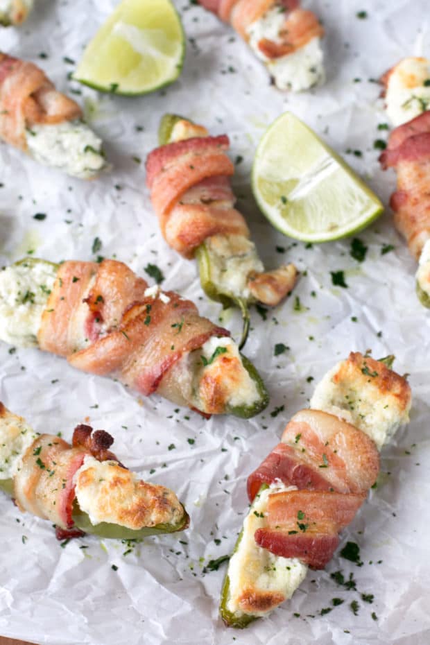 Goat Cheese Stuffed Bacon Wrapped Jalapeños | cakenknife.com #sponsored #goatcheese #tailgating