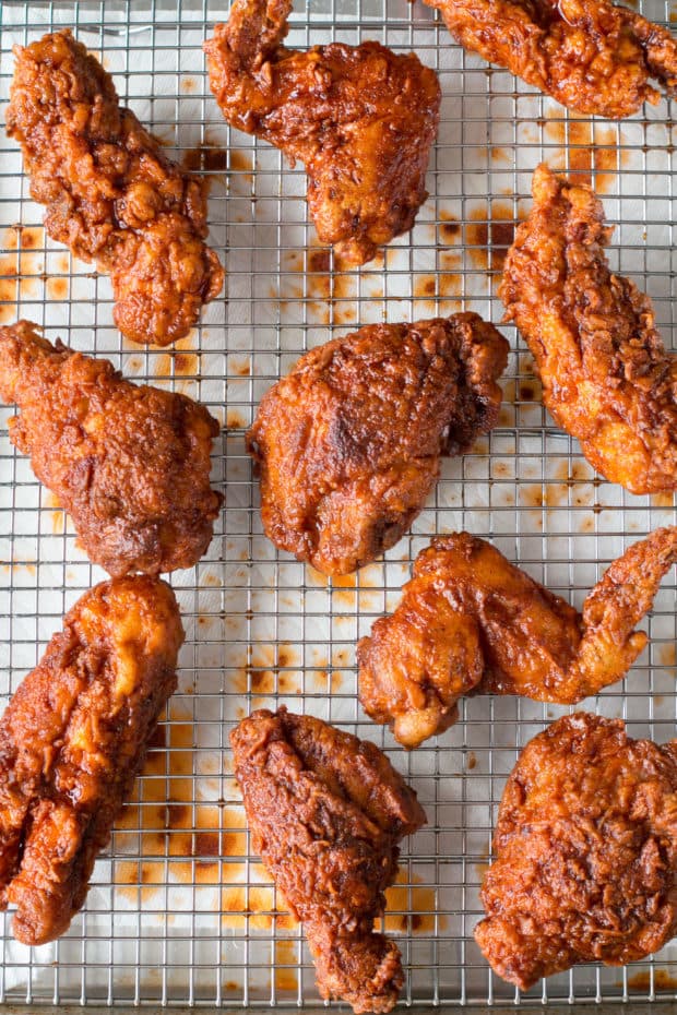 Hot Chicken with Homemade Quick Pickles | cakenknife.com #dinner #southern #nashville #friedchicken