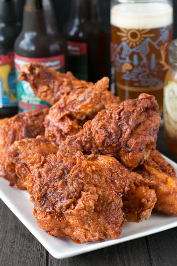 Hot Chicken with Homemade Quick Pickles | cakenknife.com #dinner #southern #nashville #friedchicken