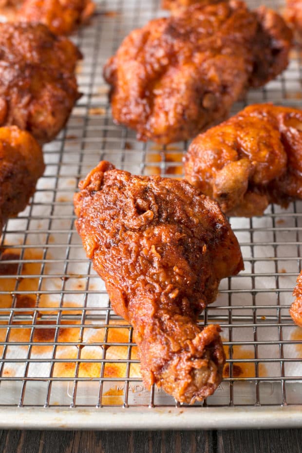 Hot Chicken with Homemade Quick Pickles | cakenknife.com #dinner #southern #nashville #friedchicken