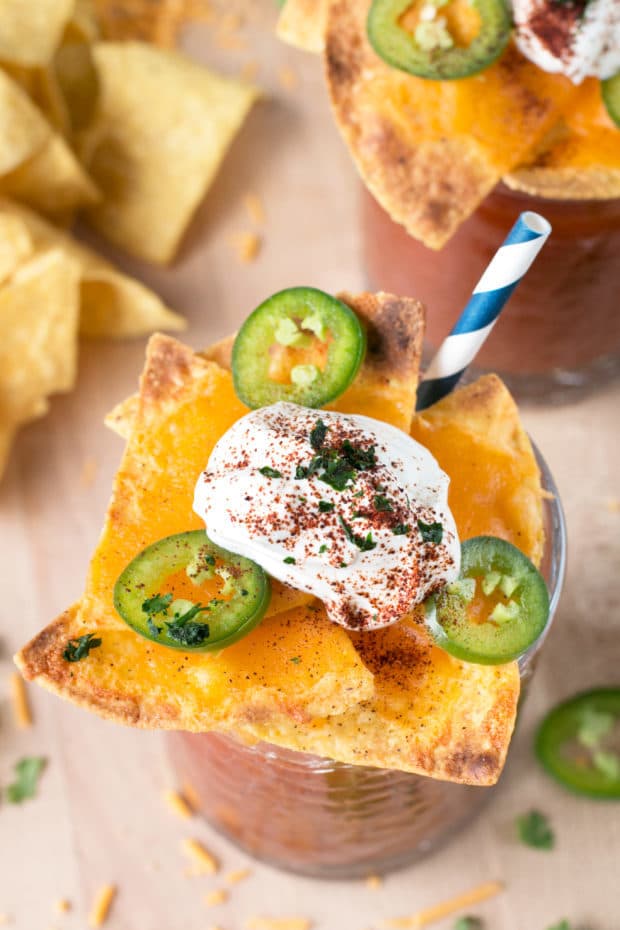 Nacho Spicy Bloody Mary | cakenknife..com #cocktail #nachos #jalapeno