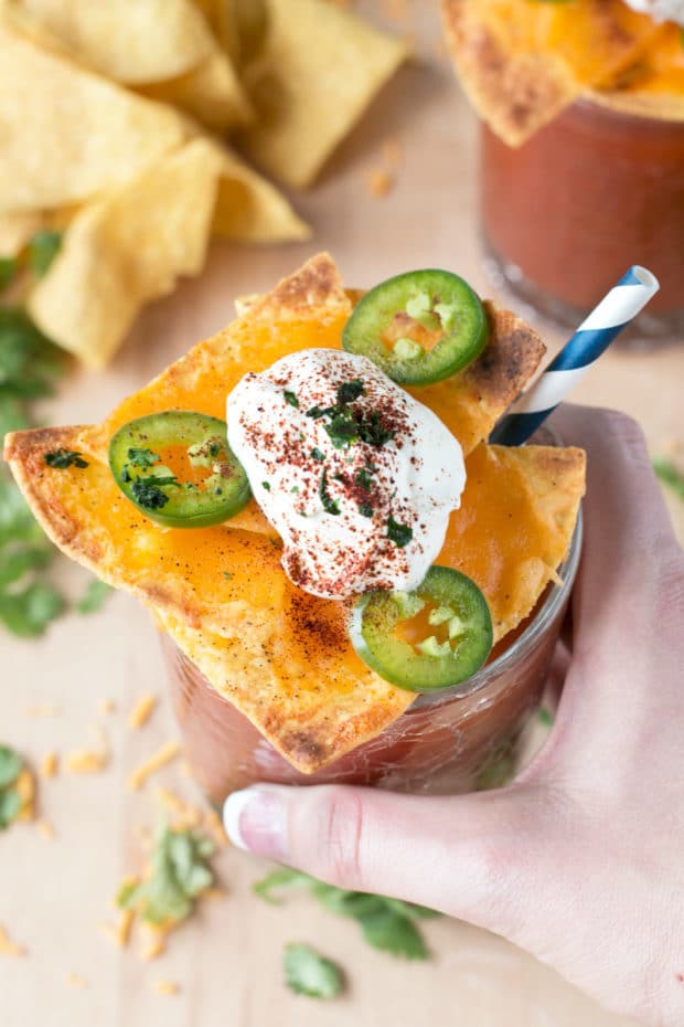 Nacho Spicy Bloody Mary | cakenknife..com #cocktail #nachos #jalapeno