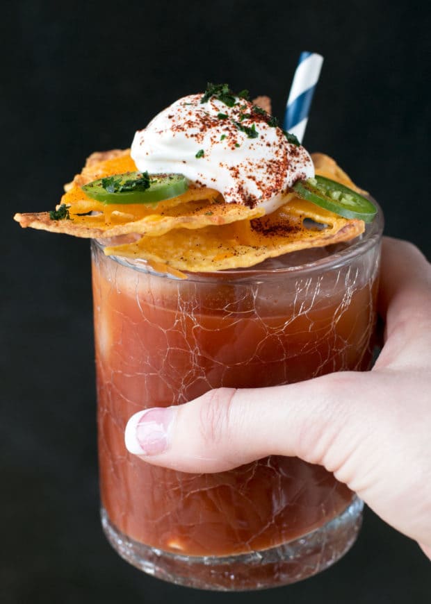 Nacho Spicy Bloody Mary | cakenknife..com #cocktail #nachos #jalapeno