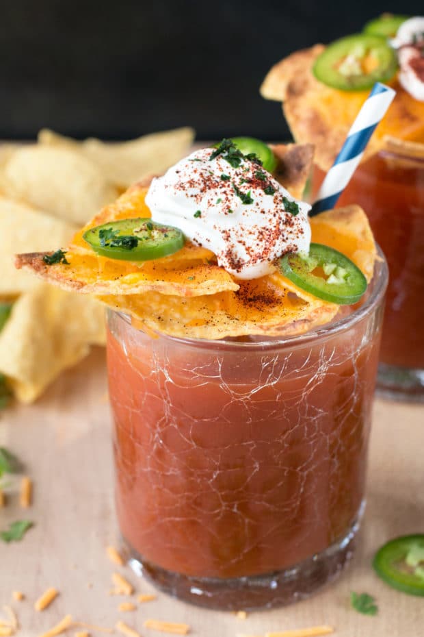 Nacho Spicy Bloody Mary | cakenknife..com #cocktail #nachos #jalapeno