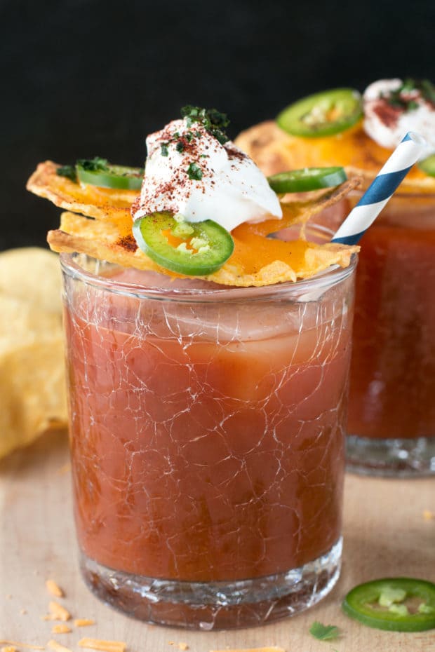 Nacho Spicy Bloody Mary | cakenknife..com #cocktail #nachos #jalapeno