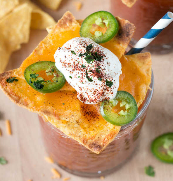 Nacho Spicy Bloody Mary | cakenknife..com #cocktail #nachos #jalapeno