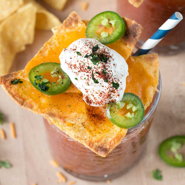 Nacho Spicy Bloody Mary | cakenknife..com #cocktail #nachos #jalapeno