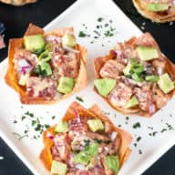 Spicy Tuna Poke Wonton Cups | cakenknife.com #sushi #poke #hawaiian #appetizer