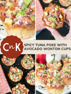 Spicy Tuna Poke and Avocado Wonton Cups Pinterest Photo