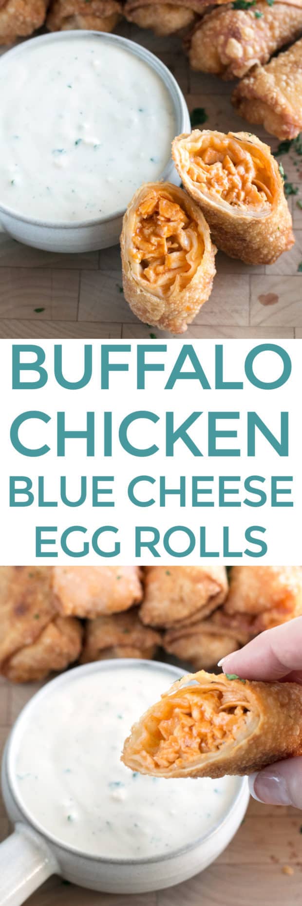 Blue Cheese Buffalo Chicken Egg Rolls | cakenknife.com #buffalochicken #tailgating #appetizer #eggrolls