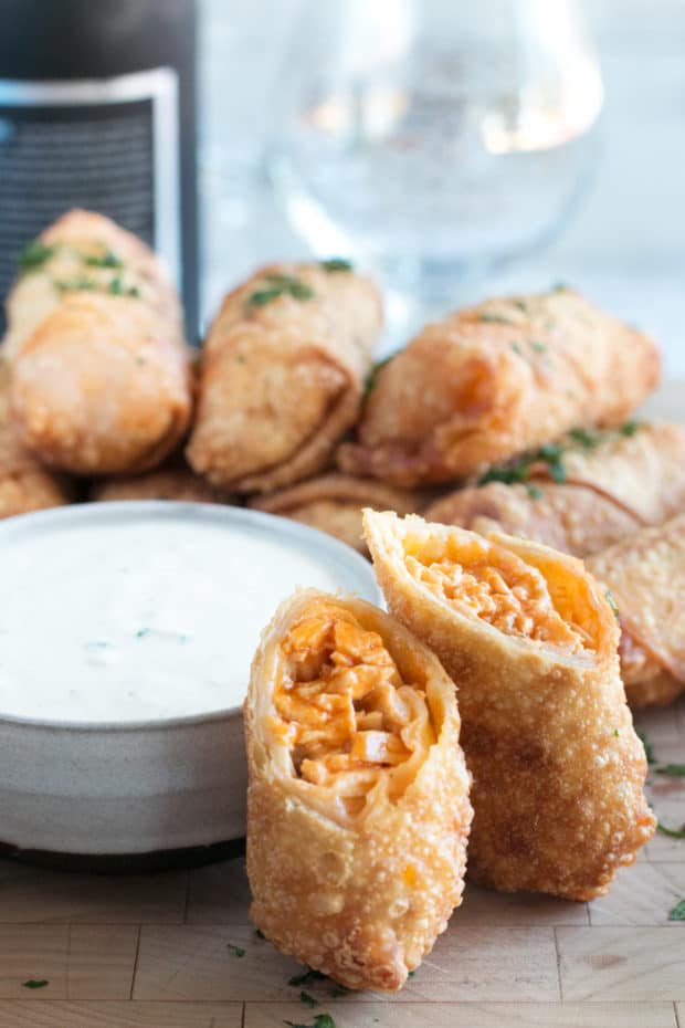 Blue Cheese Buffalo Chicken Egg Rolls | cakenknife.com #buffalochicken #tailgating #appetizer #eggrolls