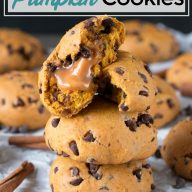 Caramel Stuffed Pumpkin Cookies Pinterest Image