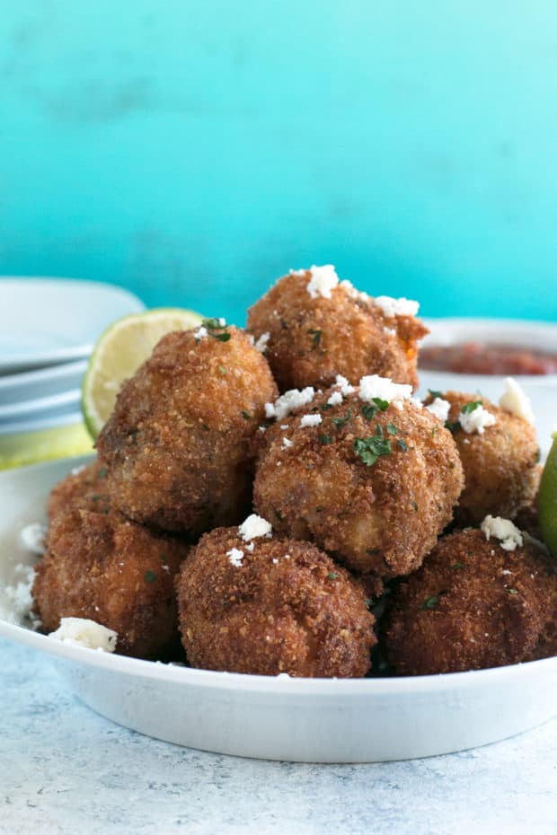 Pulled Pork Chipotle Arancini | cakenknife.com #pulledpork #fried #tailgating #appetizer