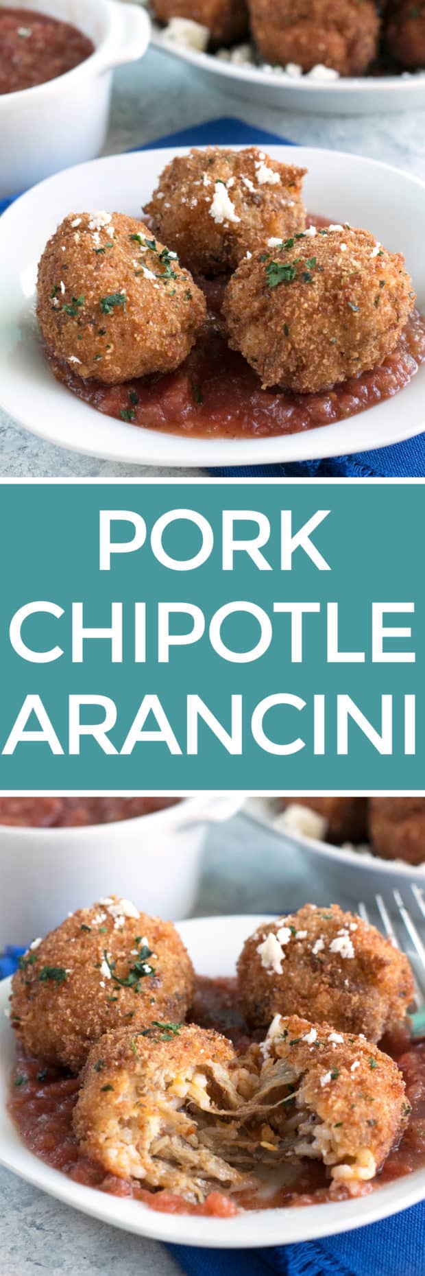 Pulled Pork Chipotle Arancini | cakenknife.com #pulledpork #fried #tailgating #appetizer