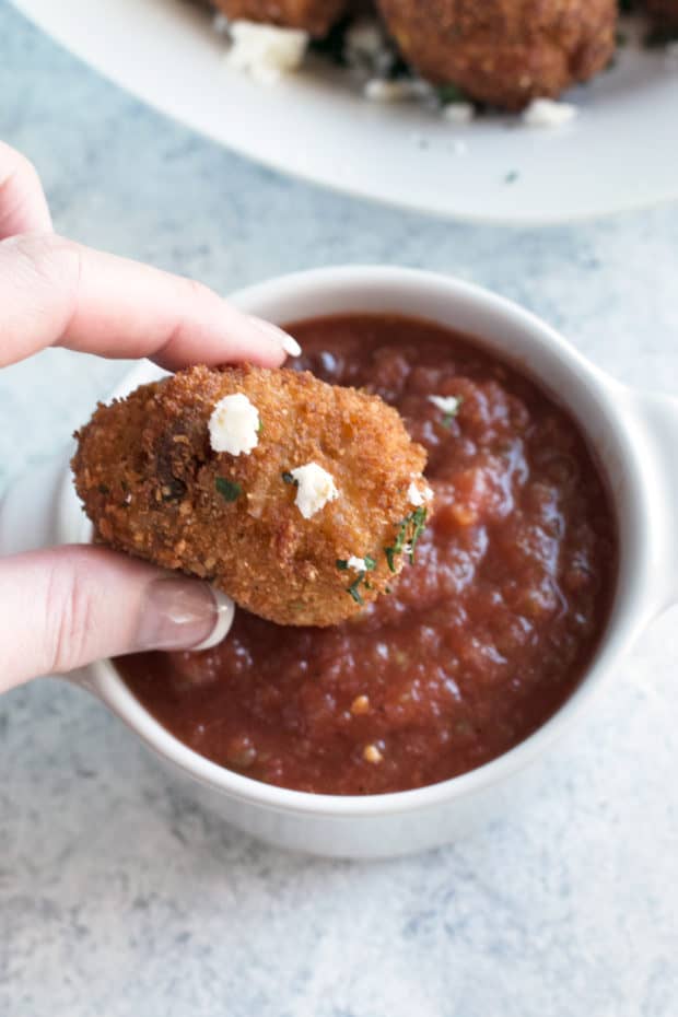 Pulled Pork Chipotle Arancini | cakenknife.com #pulledpork #fried #tailgating #appetizer