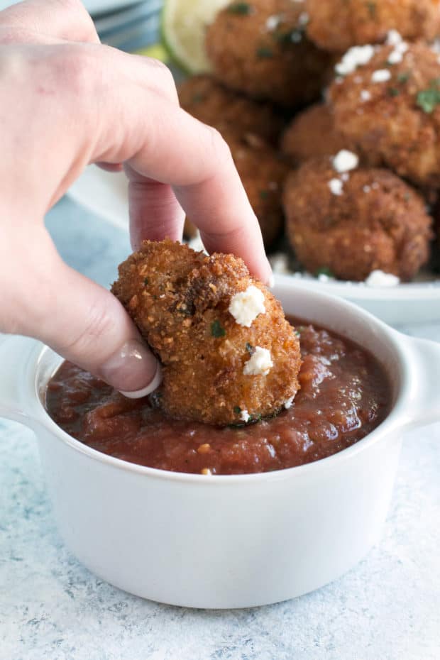 Pulled Pork Chipotle Arancini | cakenknife.com #pulledpork #fried #tailgating #appetizer