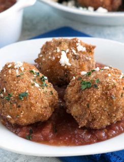 Pulled Pork Chipotle Arancini | cakenknife.com #pulledpork #fried #tailgating #appetizer