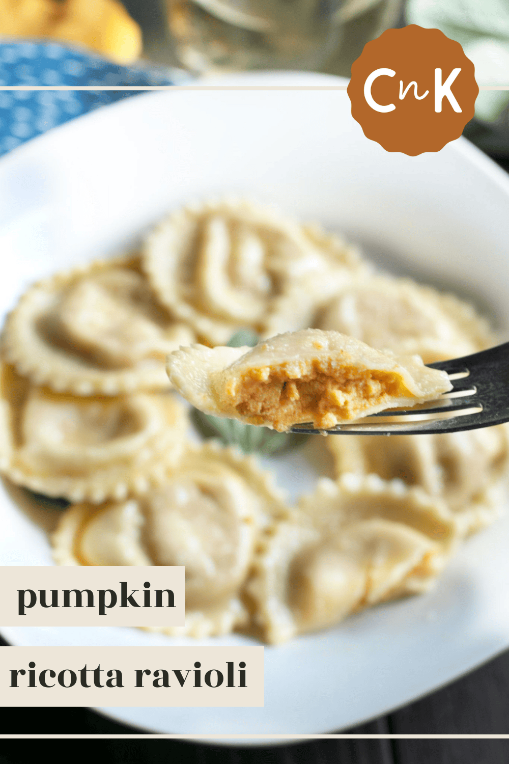 Pumpkin Ricotta Ravioli with Brown Butter Sage Sauce | Cake 'n Knife