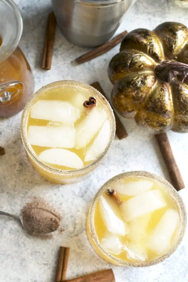 Overhead image of pumpkin cocktails