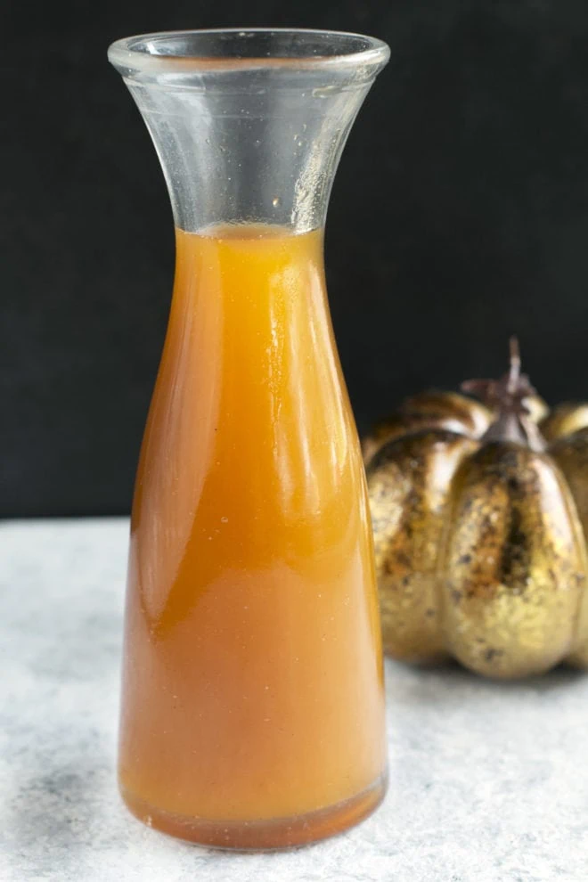 pumpkin spice simple syrup in carafe picture