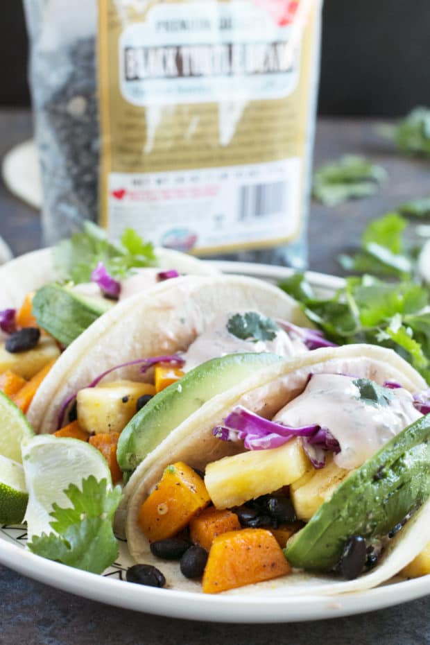 Roasted Butternut Squash Black Bean Tacos | cakenknife.com #vegetarian #healthy #tacotuesday #sponsored