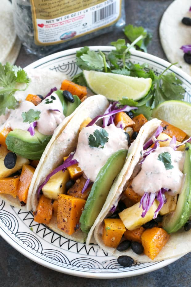 Roasted Butternut Squash Black Bean Tacos | cakenknife.com #vegetarian #healthy #tacotuesday #sponsored