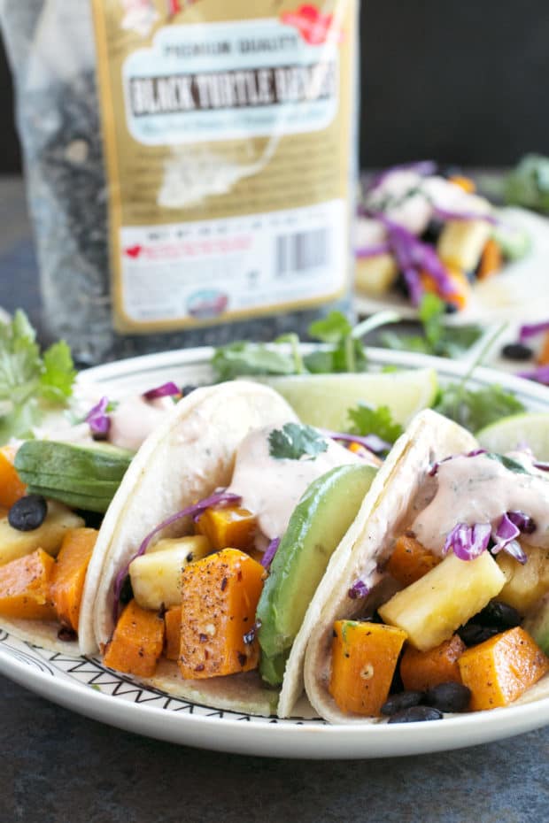 Roasted Butternut Squash Black Bean Tacos | cakenknife.com #vegetarian #healthy #tacotuesday #sponsored