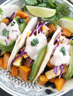 Roasted Butternut Squash Black Bean Tacos | cakenknife.com #vegetarian #healthy #tacotuesday #sponsored